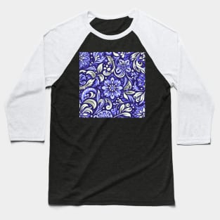 Retro Purple Flower Pattern Baseball T-Shirt